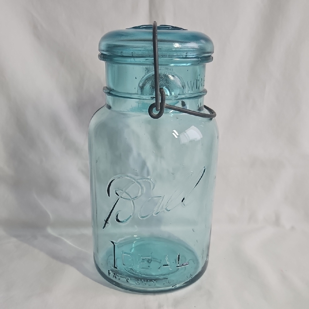 Vintage Ball Blue Glass Jar